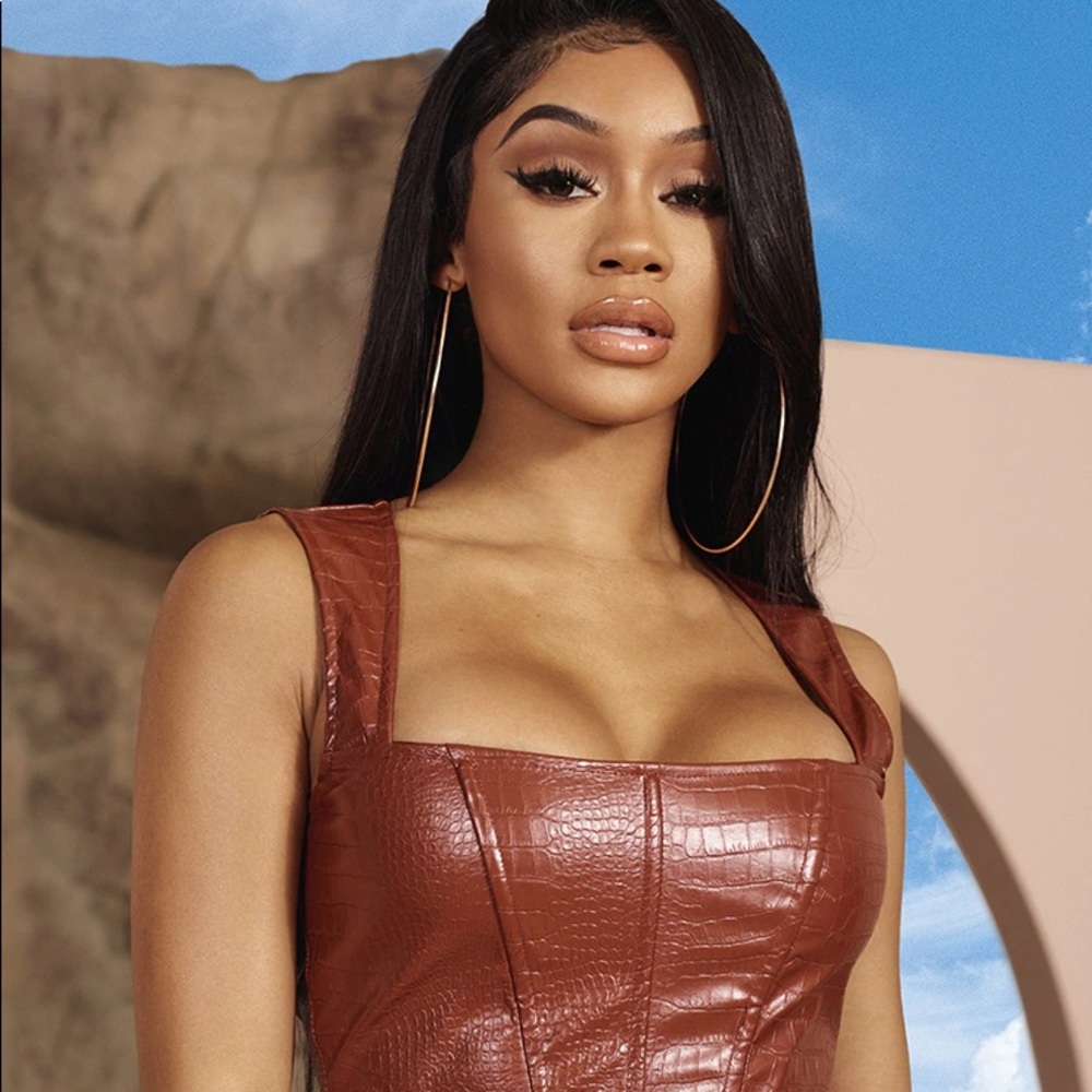 faux leather pretty little thing corset bustier